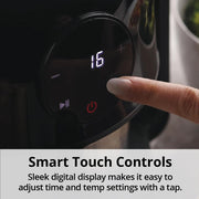 Aria 4Qt Flip Air Fryer with Touchscreen Controls, Borosilicate Glass Basket and Sear Pan, Toxin-Free, Dishwasher Safe, AW1-200