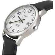 Timex T2H331 Women's Easy Reader Date 25mm Black Silver White Leather Strap Watch