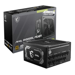 MSI MAG A1000GL PCIE5 Fully Modular 1000W Gaming Power Supply, 80 Plus Gold, ATX 3.1, PCIe 5.1 Ready, Native 16-Pin PCIe Connector, Black