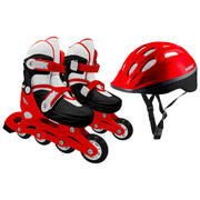 Halo Rise Above HALOISK8122-R Jr. Adjustable Inline Skates Combo Set with Training Wheels, Red, Youth Sizes 12-2, Helmet Included