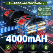 CATGOOD Electric Cordless Weed-Eater 24V 4.0Ah Lithium Battery 8-Inch Cutting Width with 2 Batteries and Charger HG0614-BK