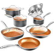 Gotham 7132 Steel Diamond Pots and Pans Set Nonstick Cookware Set Gray
