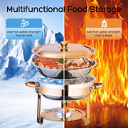 HUSGW 4 Pack 5QT Round Stainless Steel Chafing Dish Set, Rose Gold, Buffet Warmer for Home Parties and Catering Events