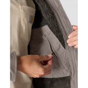Carhartt Women's Loose-Fit Washed Duck Sherpa-Lined Jacket, Taupe Gray, Large, 104292-032