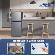 Arctic King Compact Refrigerator 4.5 Cu Ft Two-Door Top Freezer Stainless Steel Look ARM45D5ASL