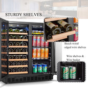Lanbo Under Counter Dual Zone Wine Refrigerator and Beverage Cooler, 31 Bottle Capacity, 76 Can Capacity, Stainless Steel, 30 Inch Width, LW3370B