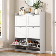 Richya White Shoe Cabinet with 6 Flip Drawers for Narrow Entryway and Living Room