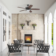 Honeywell Blufton 52 Inch Traditional Black Indoor Outdoor Ceiling Fan with Reversible Blades, Frosted Glass Light Kit, Three-Speed Motor, 4-Inch Downrod