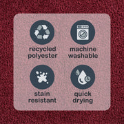 Mainstays Basic Polyester Bath Rug, Large 24 in x 40 in, Red, Rectangle, Skid-Resistant Backing