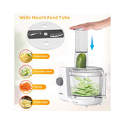 VAVSEA FP9078-UL Food Processor and Vegetable Chopper for Dicing Chopping Mincing BPA Free Stainless Steel Blades 500 Watt Peak Power White