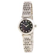 Bulova Women's Diamond Stainless-Steel Watch, Black Mother-of-Pearl Dial, 24mm Case, Adjustable Link Bracelet, 96P169