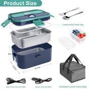 Livhil Electric Lunch Box Food Heater, 60W Fast Heating, 1.8L Stainless Steel Container with 0.45L Separate Compartment
