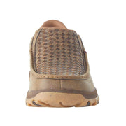 Twisted X Men's Slip-On Driving Moc Loafer, Genuine Leather Woven Vamp, CellStretch Cushioning, Eco-Friendly Blend85 Footbed, Slip-Resistant Rubber Outsole, Bomber Brown, MXC0018