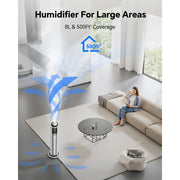 Lairy 8L Cool Mist Air Humidifier, Ultrasonic Technology, Top-Fill Tank, Digital Touch Panel, Built-In Aroma Box, Silver White