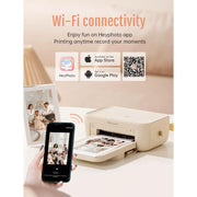 HPRT CP4100 Thermal Dye Sublimation Photo Printer, 4x6, Wi-Fi Wireless, AR Video Printing, Portable, Beige, Includes 20 Sheets Photo Paper and Ribbon
