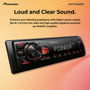 Pioneer MXT-S1466BT Car Audio Stereo Bundle, Bluetooth Head Unit Receiver with Hands-Free Calling, USB Charging, AM/FM Radio, Four 6.5-Inch 4-Ohm Speakers, 50W x 4 RMS