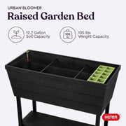 Keter Urban Bloomer Raised Garden Bed, 12.7 Gallon Self-Watering Planter, Dark Grey, Elevated Resin Design with Drainage Plug