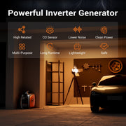 Efurden 2800W Portable Inverter Generator, Gas Powered, EPA Compliant, CO Shutdown, Low Noise, Parallel Capability, Orange