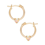 Brilliance Fine Jewelry 14KT Yellow Gold Hoop Heart Earrings - Clip in Closure
