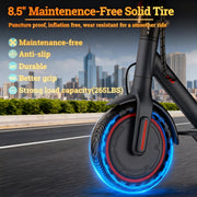Joyhis Adult Electric Scooter, 350W Brushless Motor, 8.5 in Anti-Skid Solid Tires, 19 MPH Speed, 21-Mile Range, Dual Braking System, App Control, Foldable Design, J078L