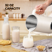 KIDISLE JGNJHB1018W Nut Milk Maker Blender, 8-in-1 Multifunction, 32oz Capacity, Stainless Steel Blades and Jar, Delay Start, Keep Warm, Boil Water