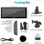 Carpuride Wireless Bluetooth Transmitter Portable Car Stereo with 11.3-Inch HD IPS Touchscreen, Dual Bluetooth, Voice Control, Multiple Audio Outputs, W103Pro