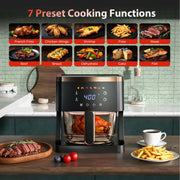 Patbrela 7-in-1 Air Fryer, 5 QT Clear Glass Basket with 360 Cooking Window, 1400W Precise Heating, LED Smart Touchscreen, Dishwasher-Safe Stainless Steel Basket