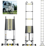 EvaStar Home TH004 26.2FT Telescoping Aluminum Extension Ladder with Triangle Stabilizer Bar and Wheels Silver