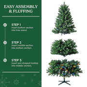 Holiday Time 7.5-Foot Kennedy Fir Artificial Christmas Tree, 400 Color-Changing LED Lights, Quick Set Assembly, SureBright Technology, Green