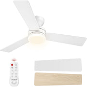 SPECSTAR 42 Inch Low Profile Ceiling Fan with Dimmable 3CCT LED Light, Remote Control, Flush Mount, Quiet Reversible DC Motor, White