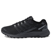 Merrell Fly Strike Men's Trail Running Shoes, Lightweight Breathable Mesh Upper, Super Rebound Compound Midsole, Sticky Rubber Outsole, Black, Size 8.5, Medium