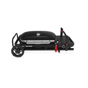 Weber Traveler Portable Gas Grill, 1 Burner, 13,000 BTU, 320 sq. in. Cooking Area, Porcelain-Enameled Lid, Cast Iron Grates, Folding Design with Wheels, Black, 1501740
