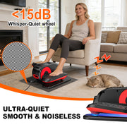Funslim Under Desk Elliptical Machine, Portable Electric Seated Pedal Exerciser, Quiet Magnetic Resistance, 12 Adjustable Speeds, Digital Display, Remote Control, Red, EB030