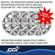 Coast To Coast International Impostor Wheel Skins, 18 in, Chrome, 5 Double Spokes, Snap-On, Set of 4, Compatible with 2017-2019 Mazda Mazda3