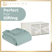 Home City Inc. Superior Milan Cotton Textured Striped Woven Blanket, Dobby Jacquard Weave, Aqua, California King 108x100 in