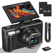XLURC W08C-1-4K 4K Digital Camera for Photography with Wifi 64MP, Black