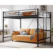 Zimtown Queen Loft Bed Metal Frame, Black, 550lb Capacity, 55in Under-Bed Clearance