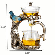 Dedrfuc Kungfu Magic Tea Set, Glass Magnetic Teapot with Semi-Automatic Water Guide, Heat-Resistant Borosilicate Glass Infuser, 6 Handle Cups