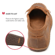Minnetonka Tie Thread Slippers for Men - Brown Ruff - 10M