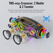VUOPAX Portable Bluetooth Speaker, 180W Peak Power, Bass Boost, IP65 Waterproof, Outdoor Wireless Loud Speaker with Dynamic RGB Light, 12,000mAh Battery, USB/AUX/TF Input