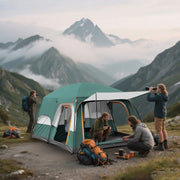 SHIBAILI SHIBAILI-746308-8654488 8 Person Family Camping Tent, Two-Bedroom Layout, Waterproof 210T Oxford Cloth, Superb Ventilation, Brown