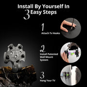 HangSmart No Stud TV Mount, Supports Up to 115 lbs, Fits Up to 100 in TVs, Flexible Nylon, Color-Coded Guide, Includes Nails and Screws