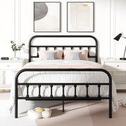 UHOMEPRO Q19538 Full Size Bed Frame, Victorian Style Metal Full Bed Frame, Black