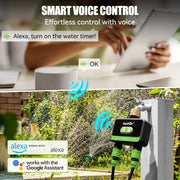 RainPoint 2-Zone Smart Wi-Fi Hose Timer with Brass Inlet, Outdoor Sprinkler Irrigation Controller, Green, HTV210B009W