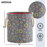 Idea Nuova Star Wars The Mandalorian Grogu Yoda Kids Fabric Round Nestable Storage Bin Set, 3-Piece, Polyester Canvas with Rope Handles, WK330520