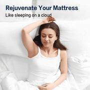EMONIA 100% 400TC Mattress Topper Queen for Back Pain (White Queen) - Skin-Friendly