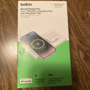 Belkin WIZ021ttWH BoostCharge Pro 2-in-1 MagSafe-Compatible Wireless Charging Pad, White