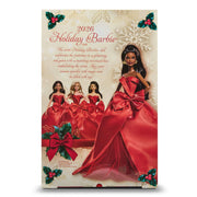 Mattel Barbie Signature 2026 Holiday Fashion Doll, Black Hair, Red Strapless Gown with Bow, Includes Doll Stand, 94998580