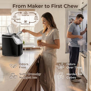 Goosiay Nugget Ice Maker Countertop Portable Ice Machine, Soft Chewable Pellet Ice, 33 lb Daily Output, Stainless Steel Black, HZB-15NB