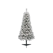 Holiday Time 6-Foot Pine Green Flocked Artificial Christmas Tree, 378 Snow-Kissed Branch Tips, Slim 32-Inch Diameter, Includes Tree Stand